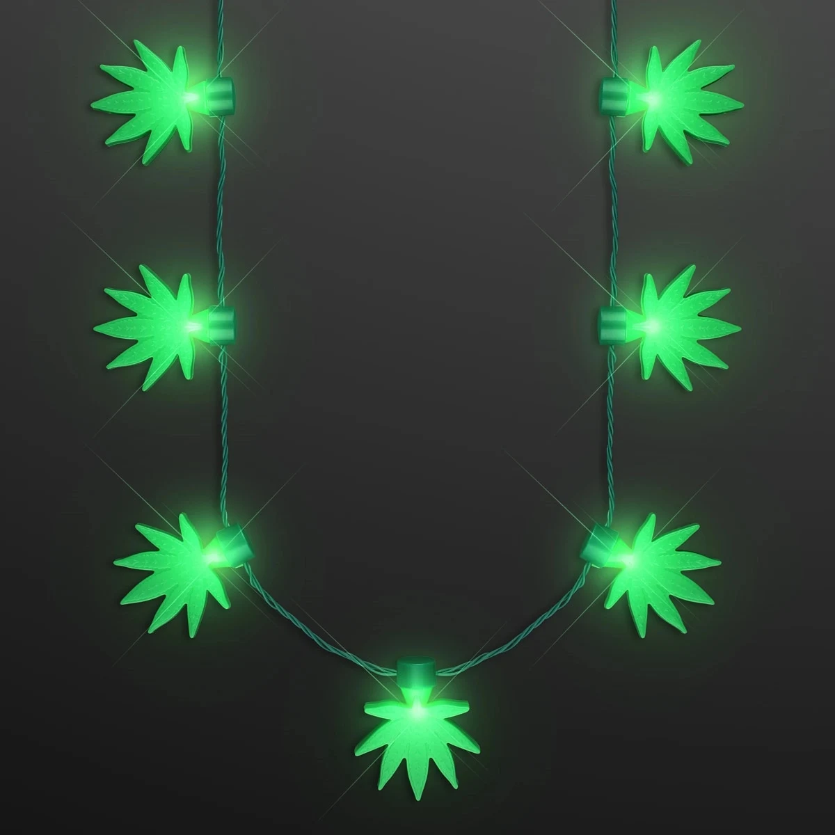 Light Up Cannabis Party Necklace, 7 Leaves 1