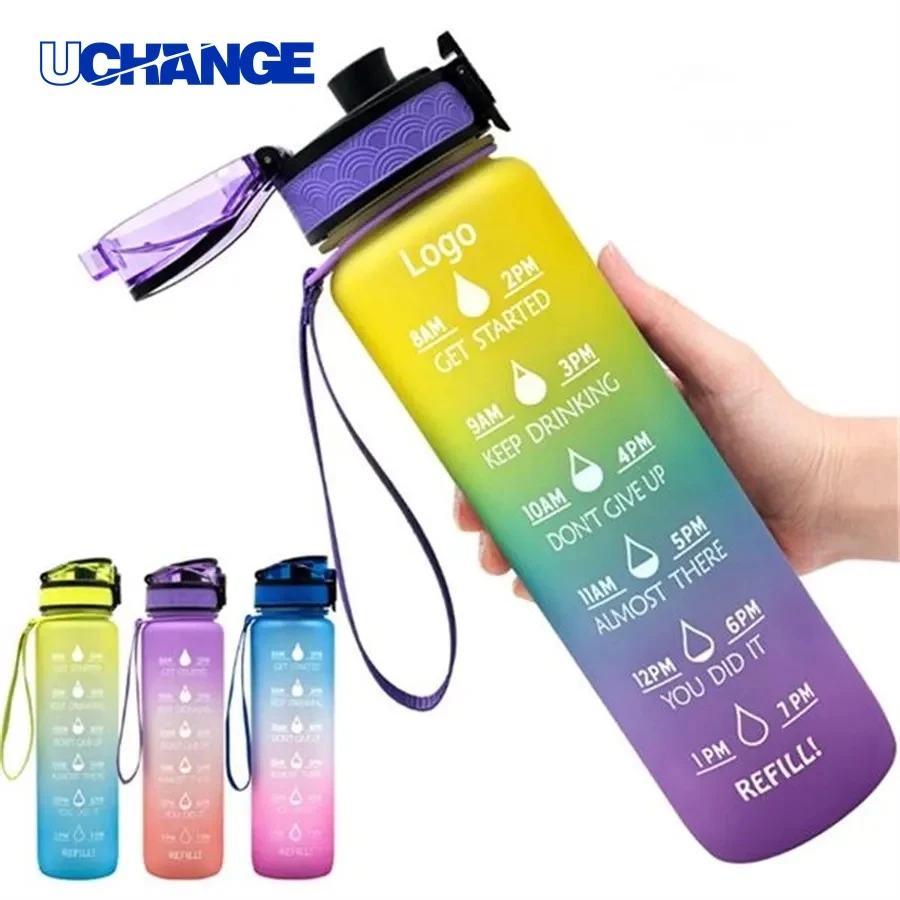 32oz Leakproof Motivational Sports Water Bottle for Fitness Tracking 1