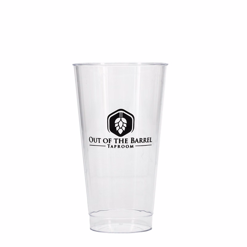 16 oz Hard Plastic Fluted Cup Clear Tradition Print