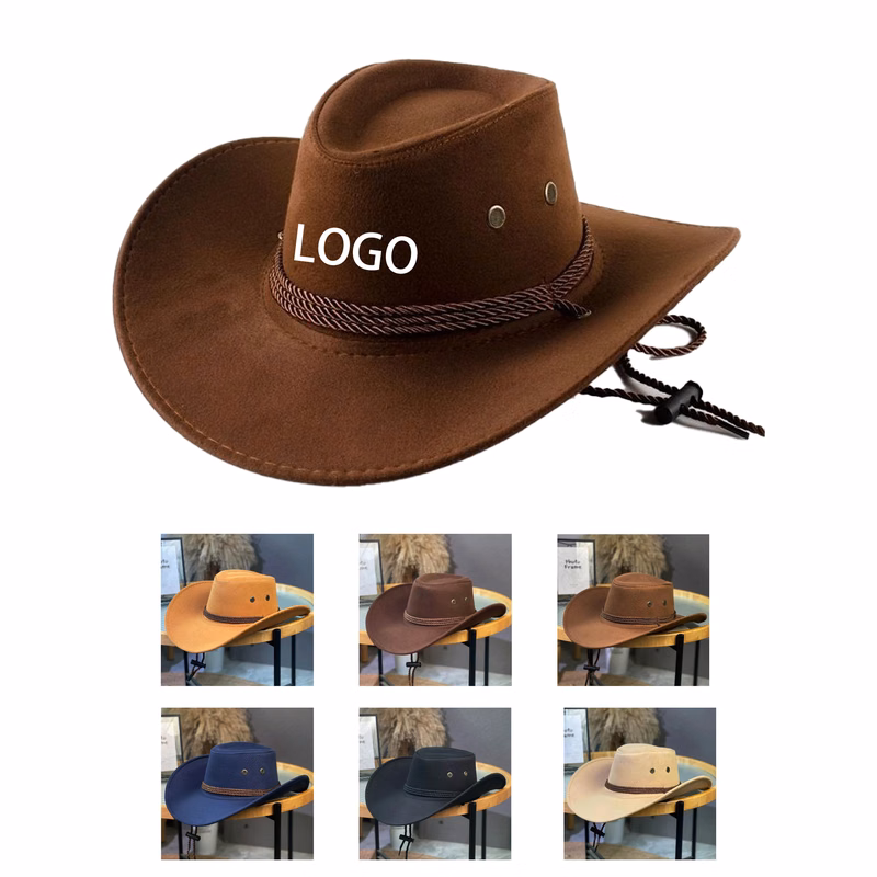Vintage Suede Braided Wide-Brim Cowboy Hat