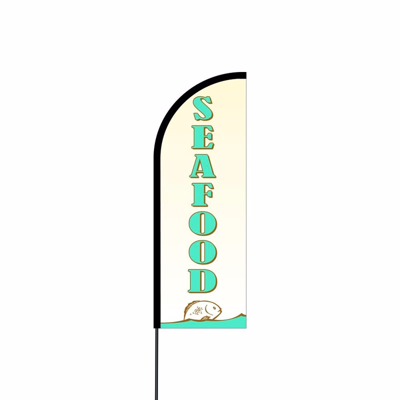 Seafood Flag Kit Hardware 11' Feet Feather Flag Sign Outdoor Banner