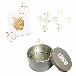 Apple Shaped Paper Clips with Tin Box