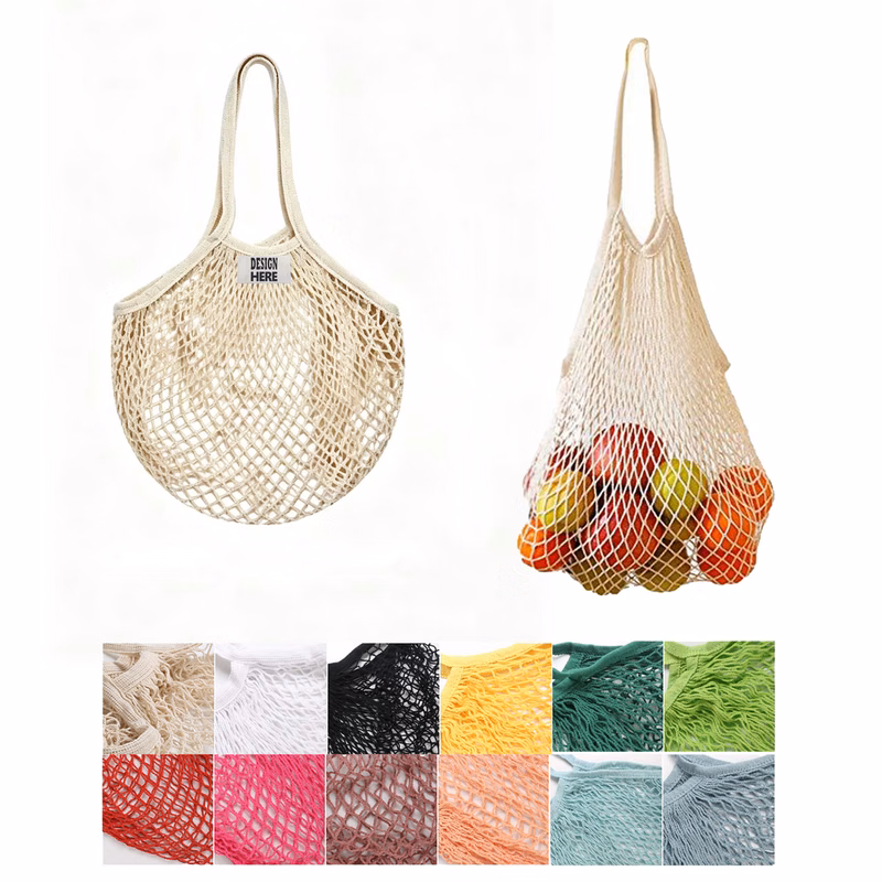 Cotton Polyester Woven Mesh Tote With Custom Brand Label