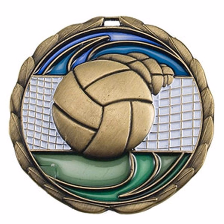 Volleyball Color Epoxy Medallion (2-1/2")