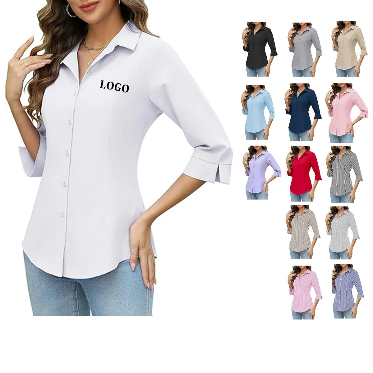 Women Three Quarter Sleeve Shirt 1