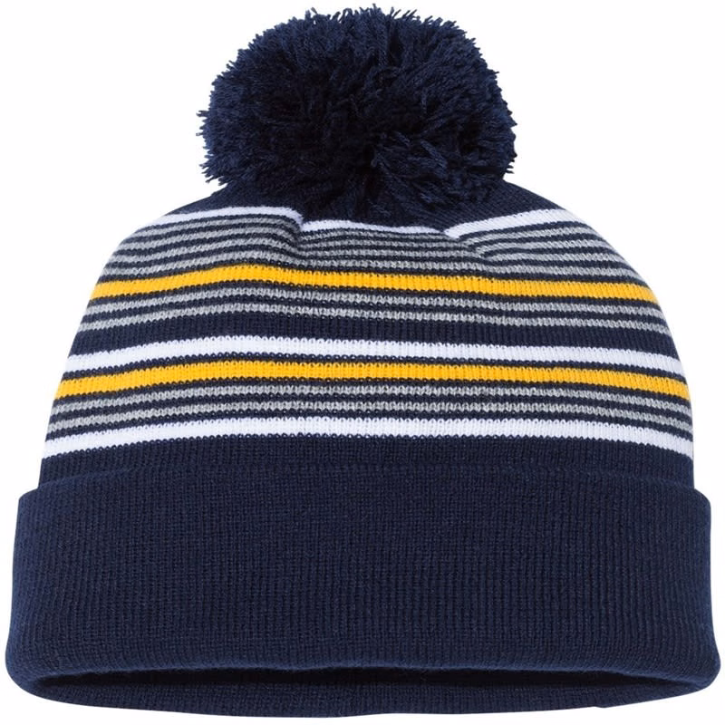 Sportsman 12" Striped Pom-Pom Cuffed Beanie - SP60