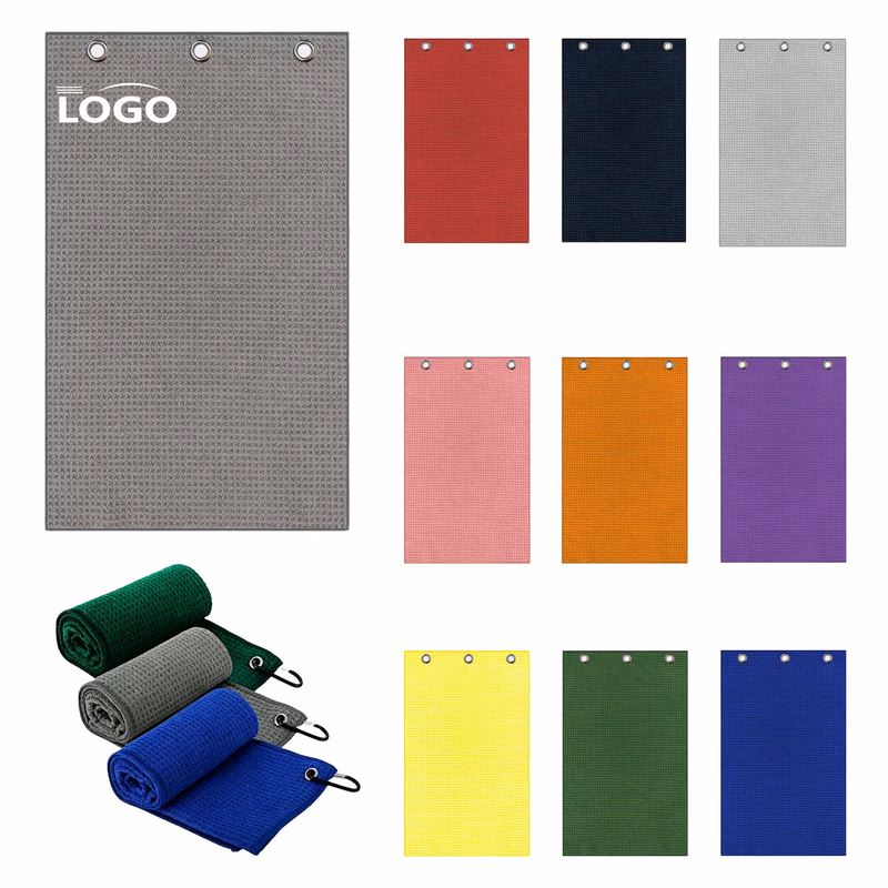 Custom Microfiber Waffle Golf Towel with Hook