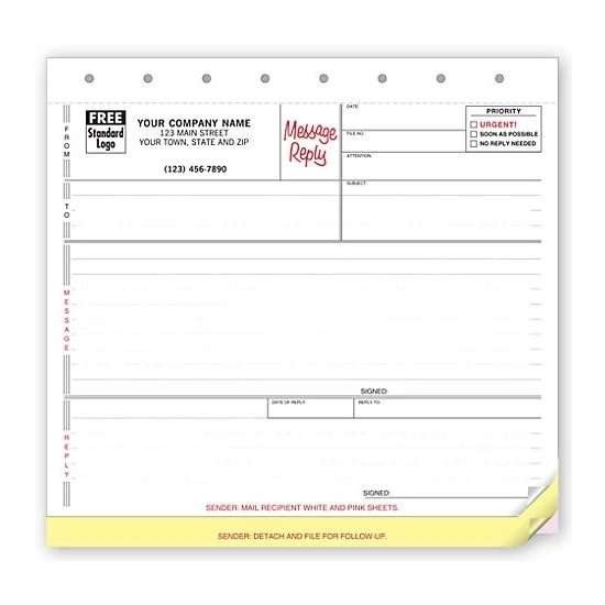 Memos, Carbonless, Small With Reply Section 1