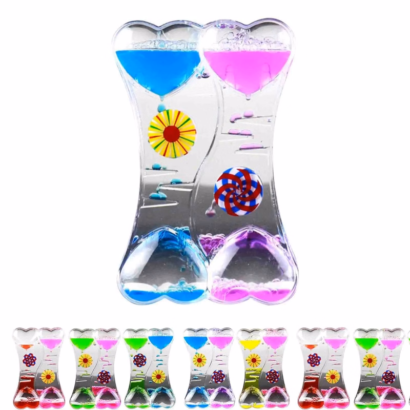 Double Heart Oil Hourglass Liquid Motion
