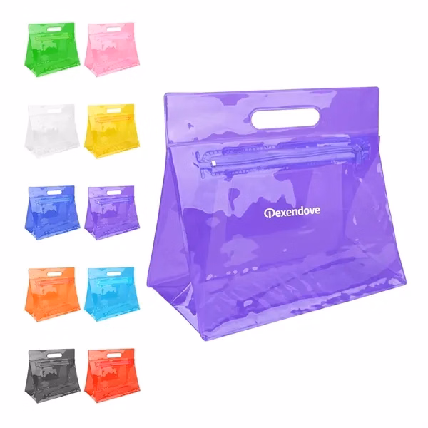Custom Clear PVC Vanity Bag with Zippered Pocket — Women's Travel & Event Gift