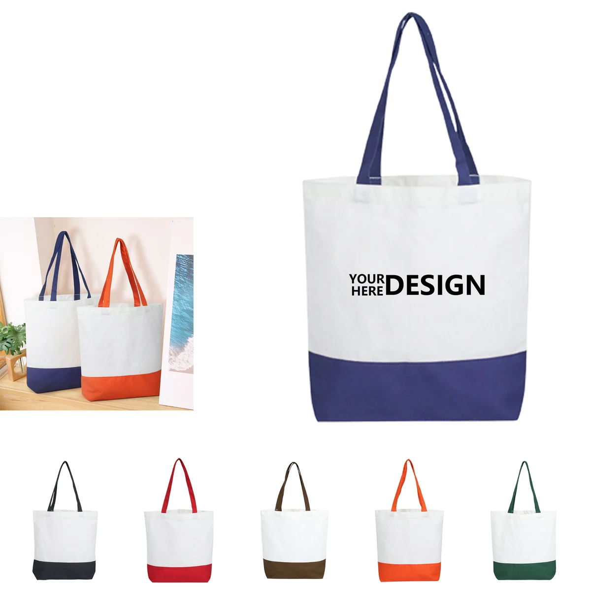 Canvas Handbag with Colorful Patches 1