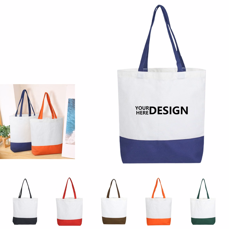 Canvas Handbag with Colorful Patches