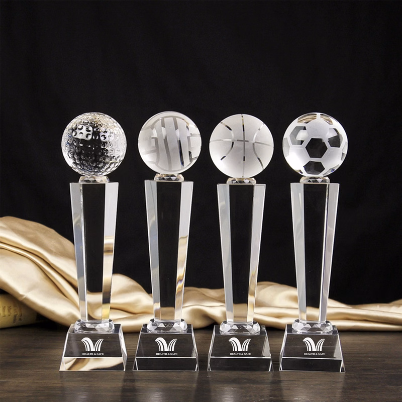 Crystal Golf Foodball Trophy With Free Engraving