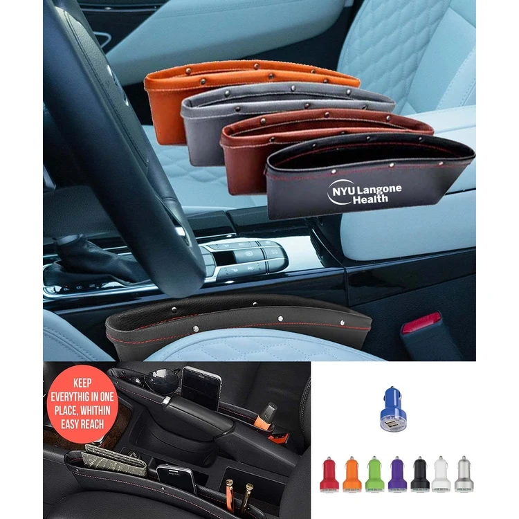 iBank ® Leatherette Car Organizer + Car Charger 1