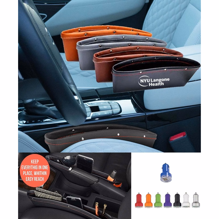 iBank ® Leatherette Car Organizer + Car Charger