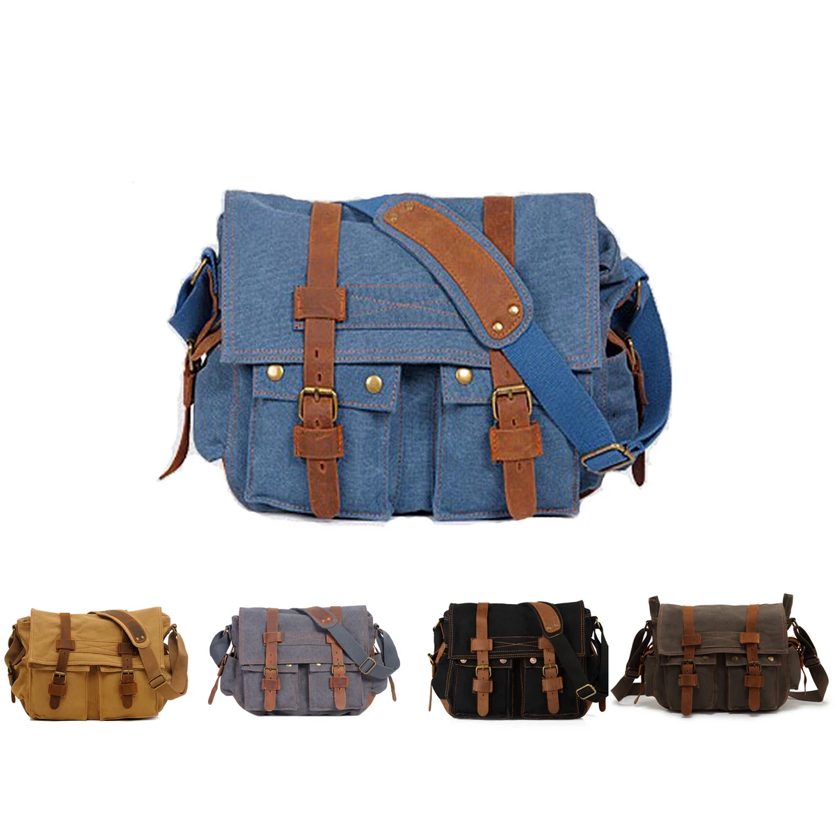 Crazy Horse Leather Canvas Bag 1