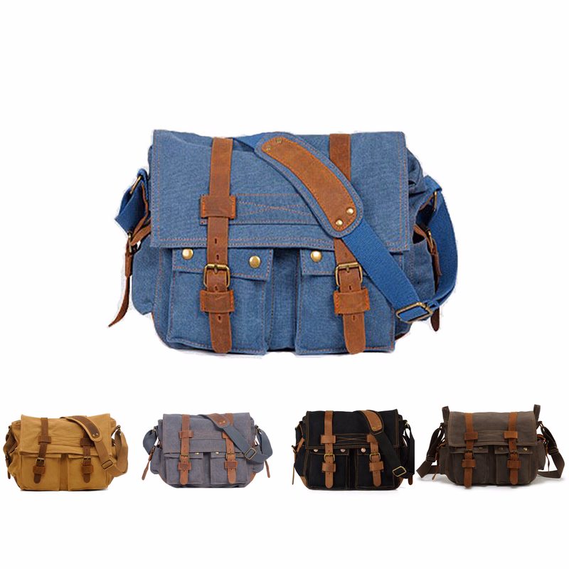 Crazy Horse Leather Canvas Bag