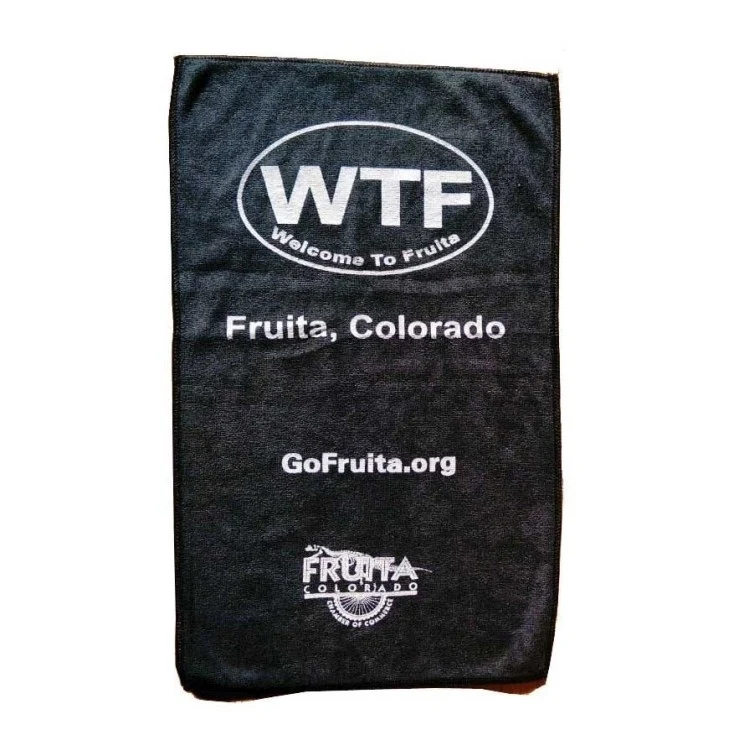 Black Micro Fiber Rally Towel With One Side Screen Imprint 11"*18" 1