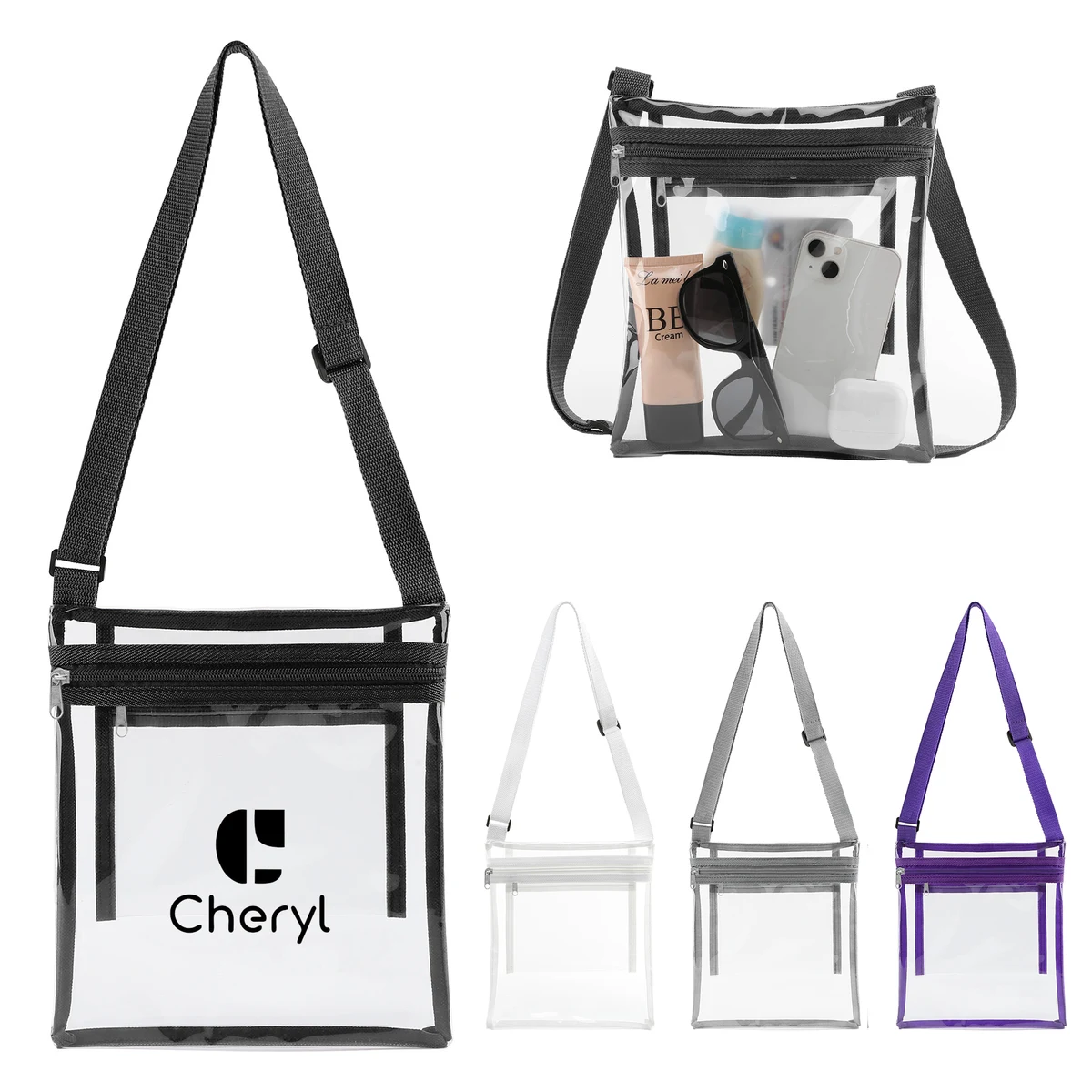 9" X 10" Stadium Approved Clear PVC Crossbody Bag 1