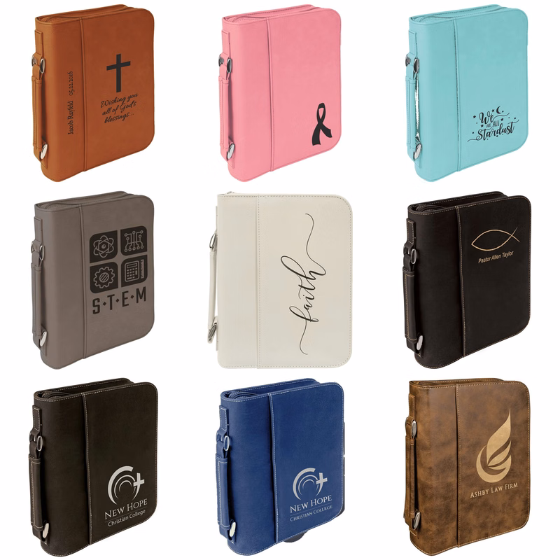 7 1/2" x 10 3/4" Leatherette Book/Bible Cover with Handle & Zipper
