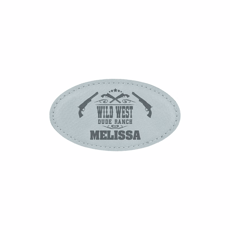 3 1/4" x 1 3/4" Gray Leatherette Oval Badge w/ Magnet