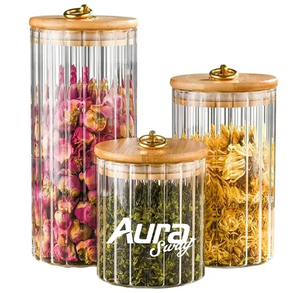Custom Glass Storage Canister with Natural Bamboo Airtight Lid — Kitchen Organization 1