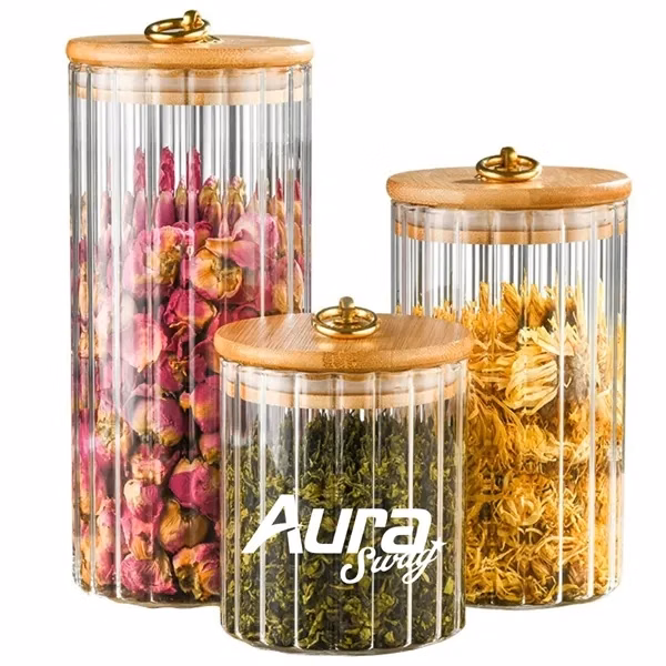 Custom Glass Storage Canister with Natural Bamboo Airtight Lid — Kitchen Organization