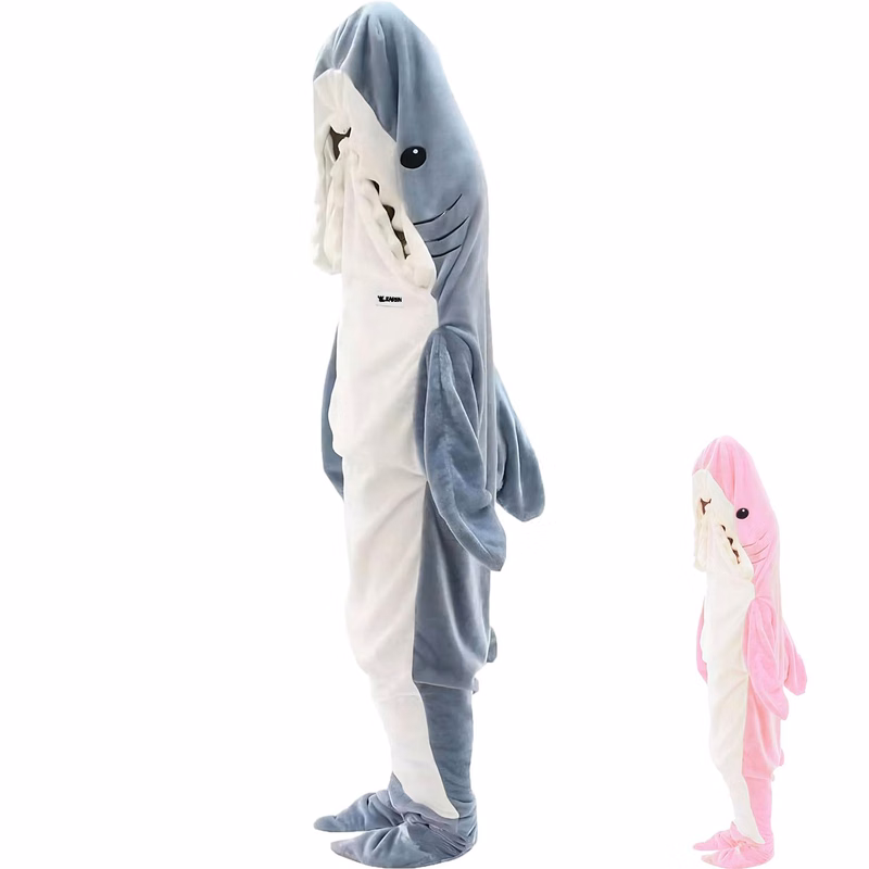 Flannel Shark Sleeping Bag Pajamas