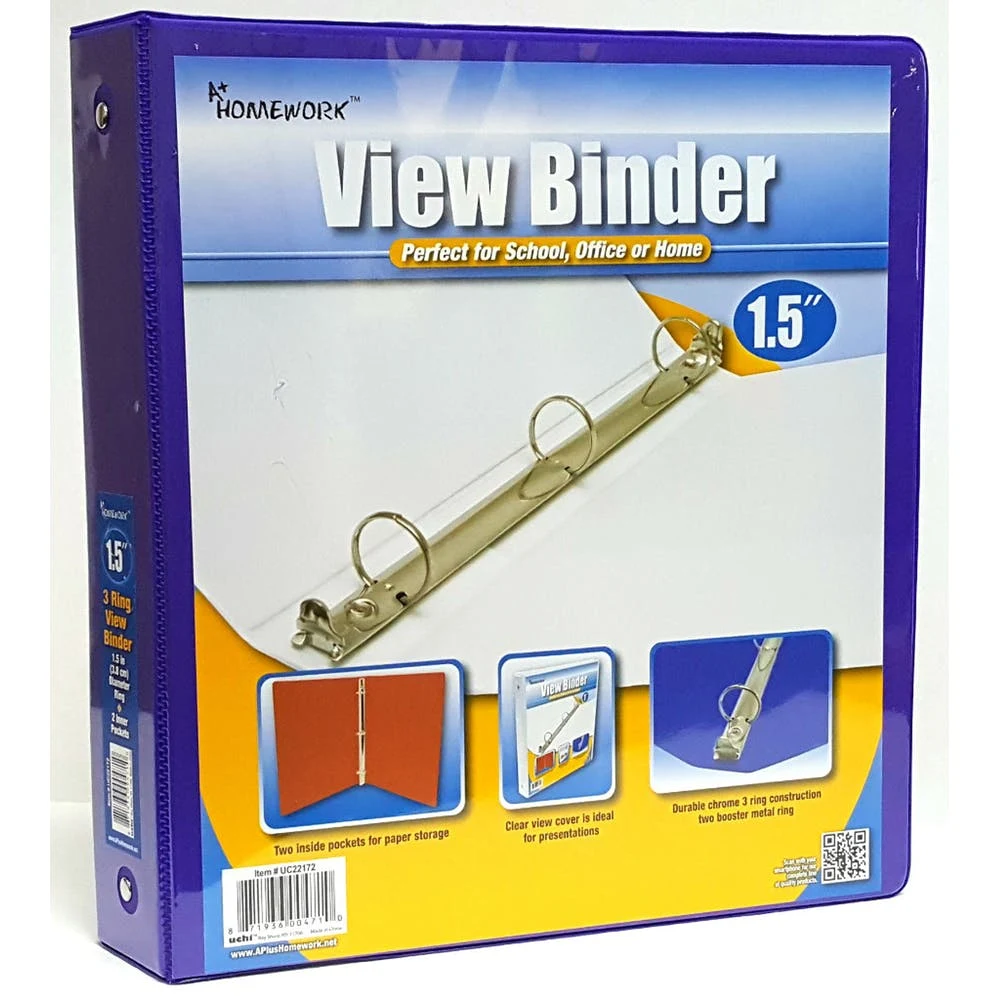 1.5" 3-Ring Binders - Purple View Cover 1