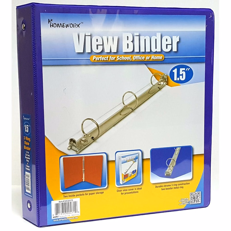 1.5" 3-Ring Binders -  Purple View Cover