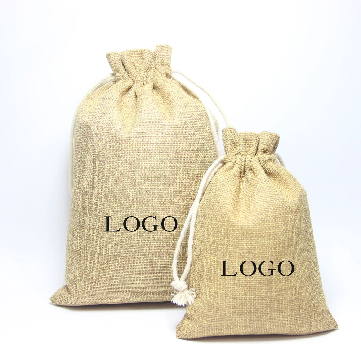 Burlap Linen Coffee Bag Custom Size with Drawstring 1