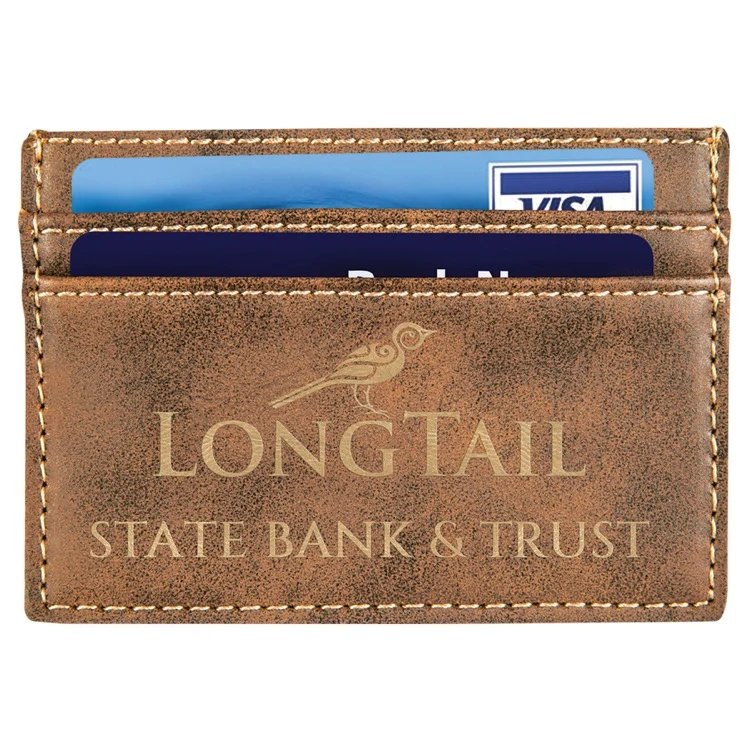 4" x 2 3/4" Rustic/Gold Leatherette Wallet Clip 1