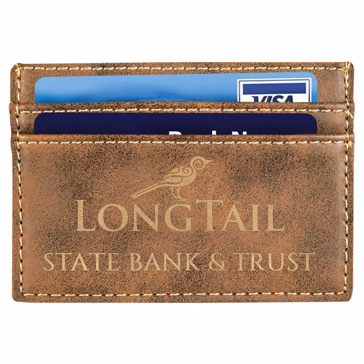 4" x 2 3/4" Rustic/Gold Leatherette Wallet Clip