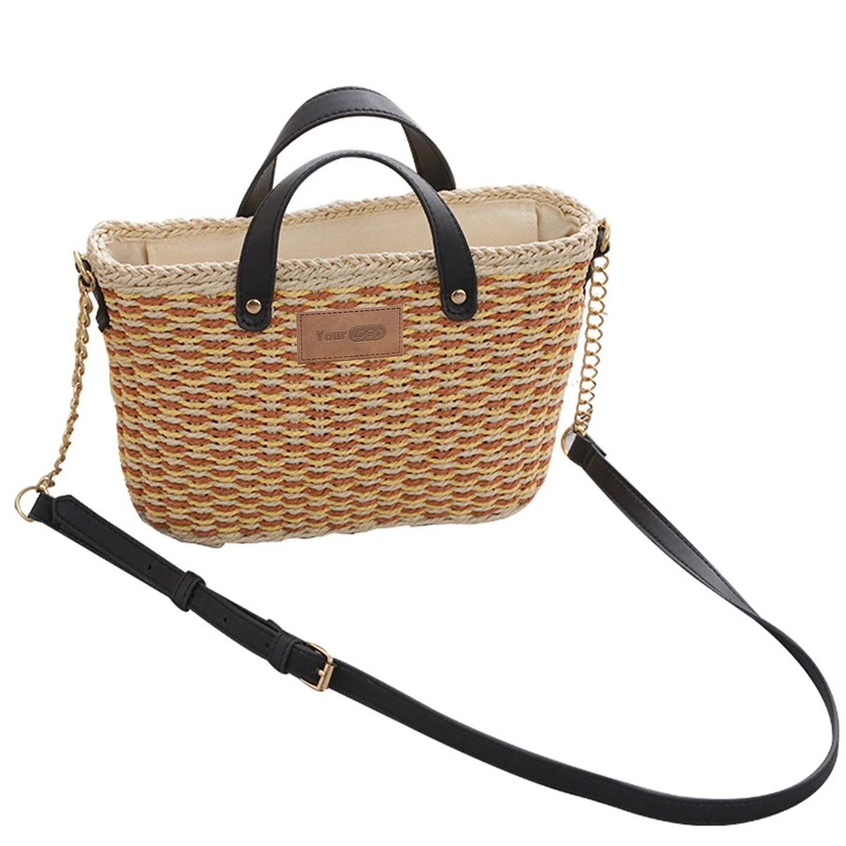 Jute Vintage daily commute diagonally across straw bags 1