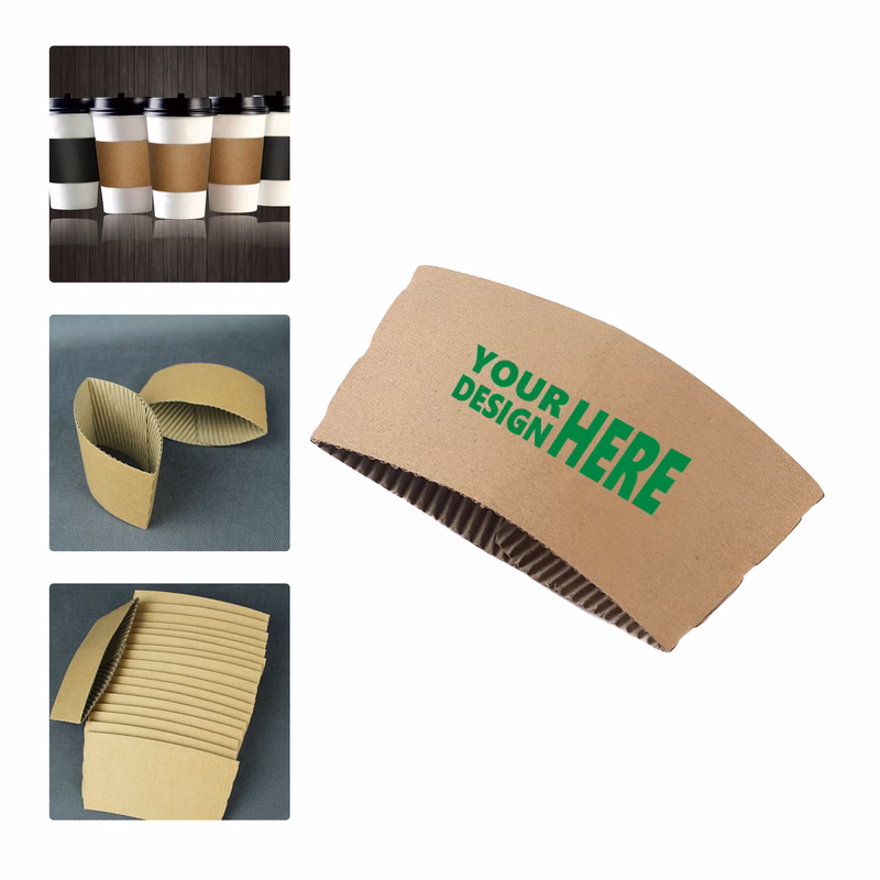 MOQ 50 Disposable Kraft Paper Coffee Cup Sleeve Insulation
