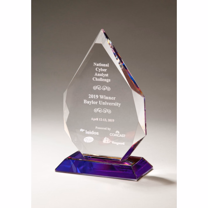 Flame Series Crystal Award With Prism-Effect Base