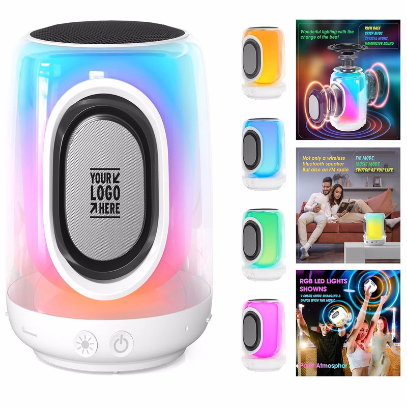 Boy GirlCute RGB Multi-Colors Rhythm Lights Loud Stereo Sound Small Portable Bluetooth Speaker