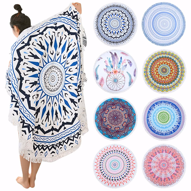 Full Color Microfiber Round Beach Blanket