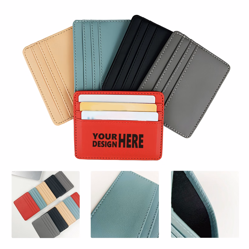 MOQ50 Custom PU Leather Card Holder with Multiple Slots