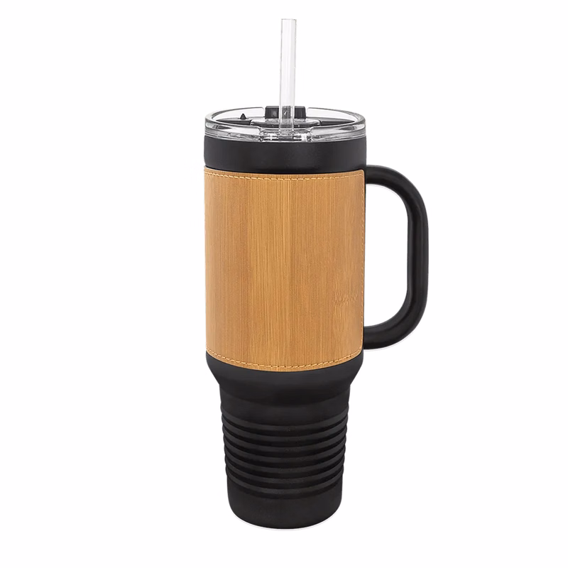 Polar Camel 40 oz Leatherette Travel Mug with Straw