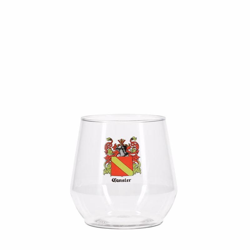 14 oz Reserv Plastic Stemless Glass Clear Digital Print