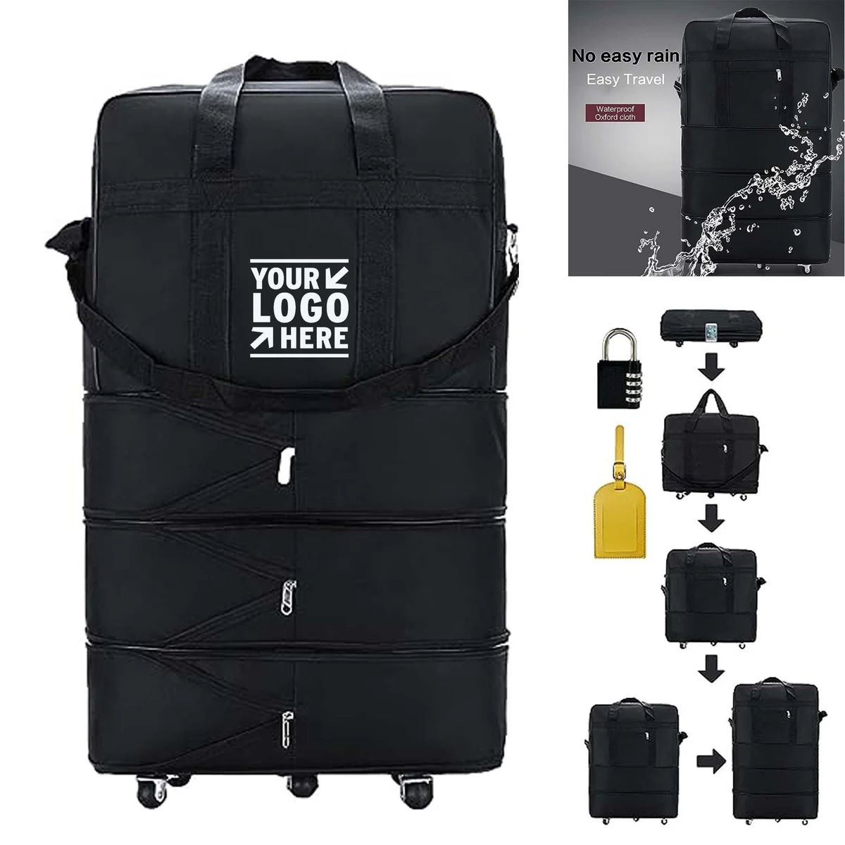 Foldable Men Women Travel Portable Waterproof Luggage Bag With Wheels 1