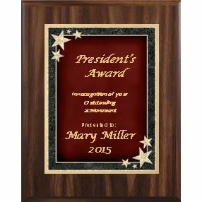 7" x 9" Walnut Finish Plaque with a Red Starburst Plate
