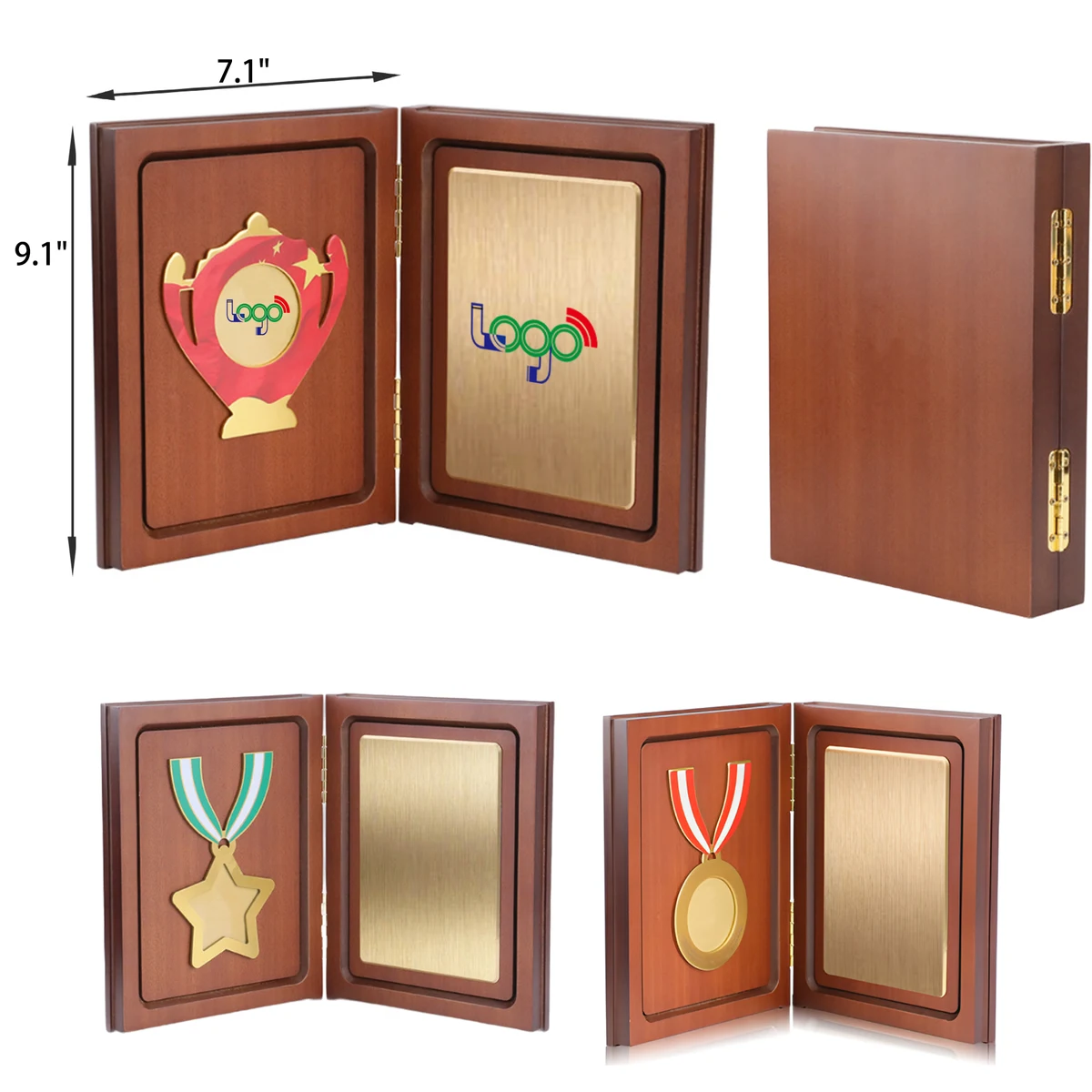 MOQ 3 PCS Exquisite Metal Medal With Wooden Cover 1