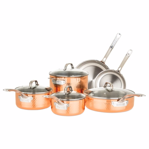 Viking 3-Ply Hammered Copper Clad 10-Piece Cookware Set