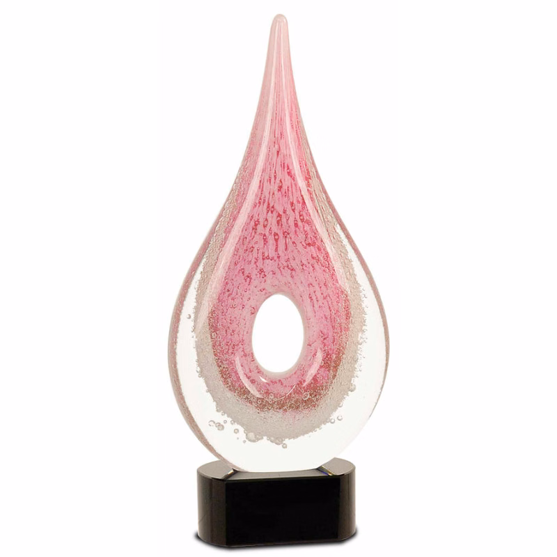 11 1/4 Inch Pink Hole Rain Drop Art Glass