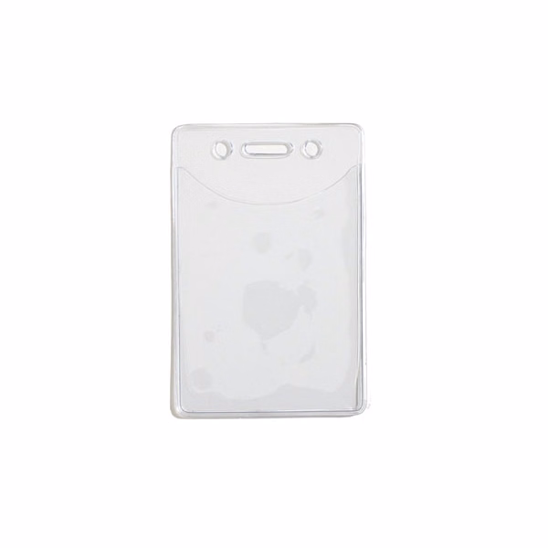 Premium Vinyl Vertical 2 Pocket Badge Holder with Slot and Chain Holes