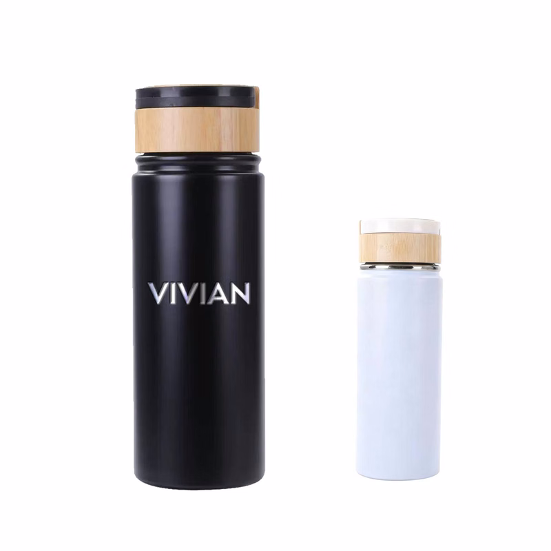 18 oz Vacuum Stainless Steel Water Bottle w/ Bamboo Lid
