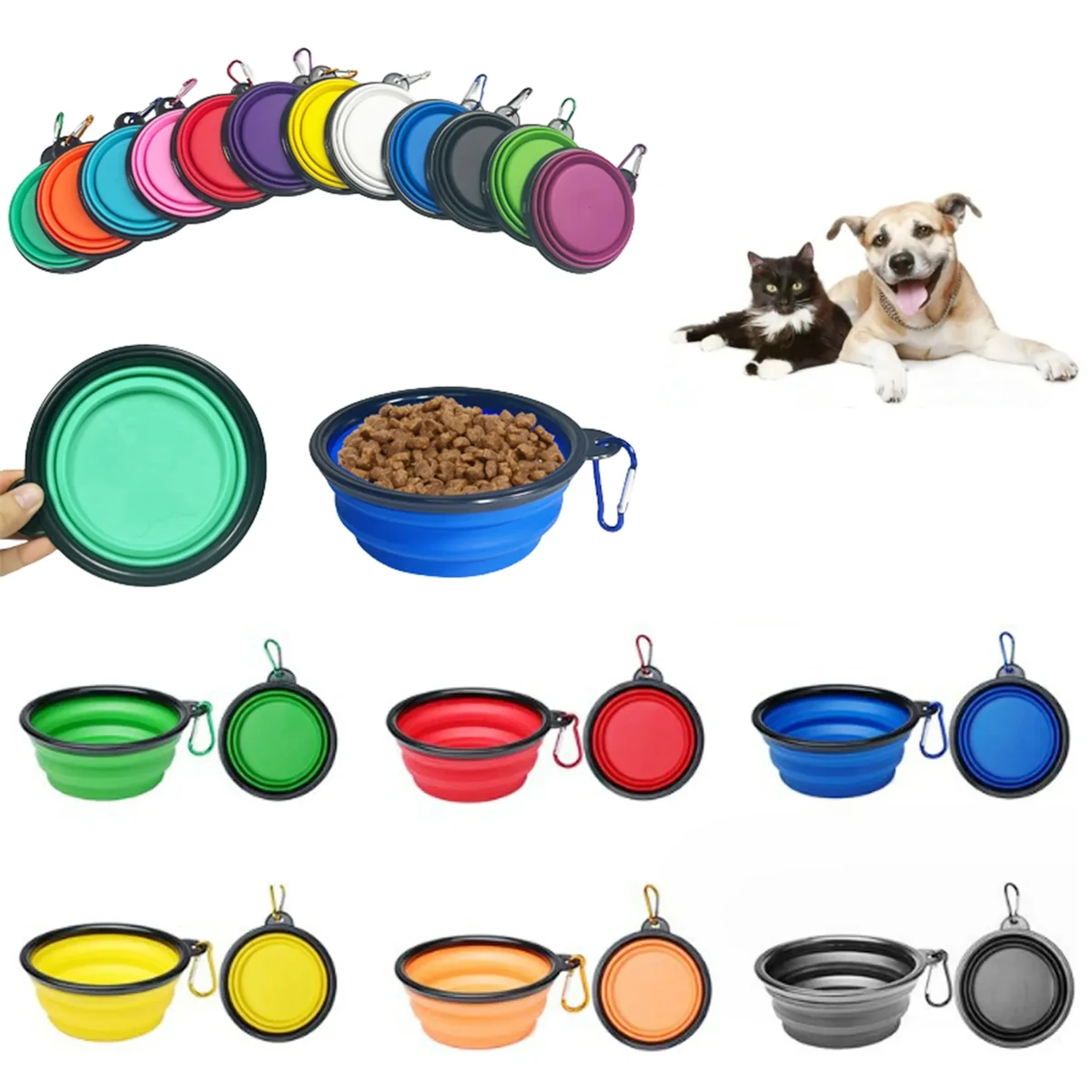 22oz Collapsible Pet Bowl with Carabiner MOQ50 1