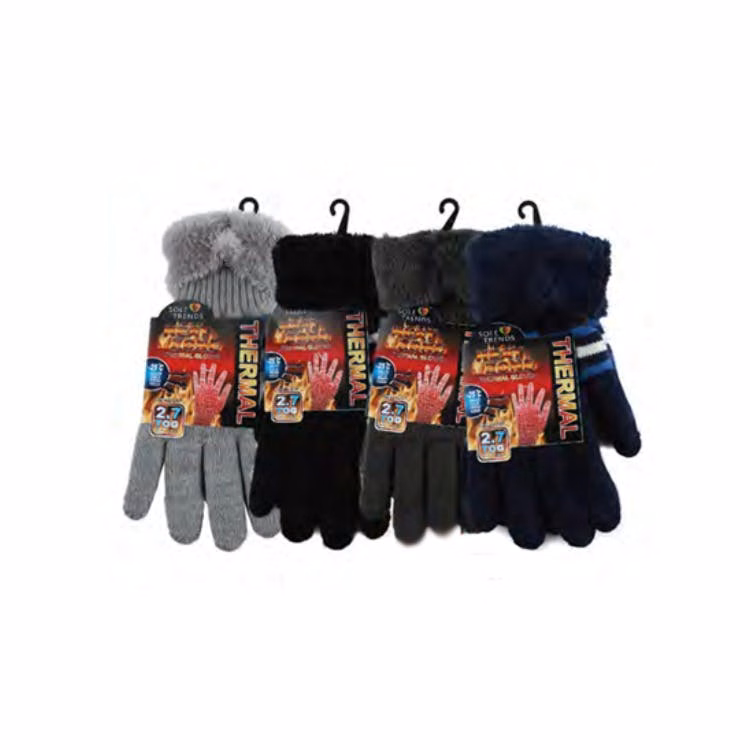 Fur-Cuffed Knit Gloves Assorted
